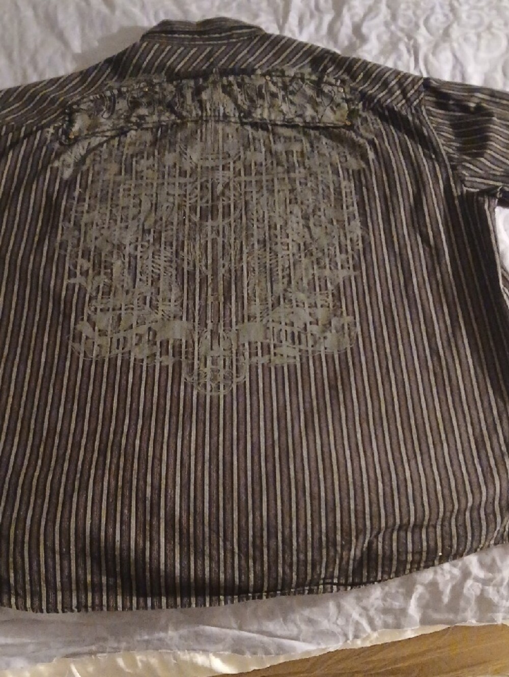 Vintage Goth Style Y2K Men's Striped Long-Sleeve Button-Down Shirt